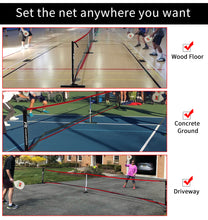 Load image into Gallery viewer, Pickleball Set with Net for Driveway, Portable Regulation Size Pickleball Net System with Paddle Set of 4, Outdoor Pickleballs, Carry Bag, Weather Resistant Metal Frame