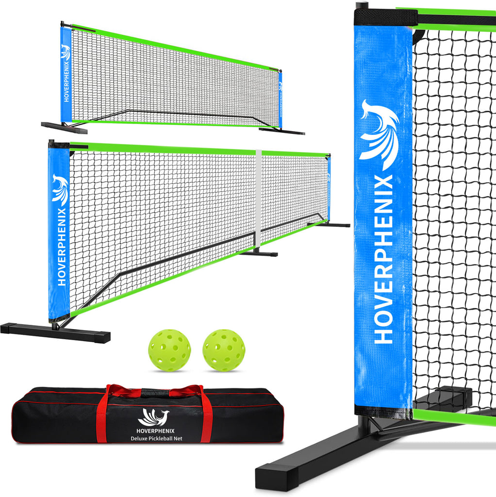 Hoverphenix Portable Pickleball Net, 22 FT Regulation Size & 11 FT Half Court Size Pickle Ball Net with 2 Pickleballs,Carry Bag, 2 in 1 pickleball net for driveway, Backyards,Outdoor,Indoor,Easy Setup