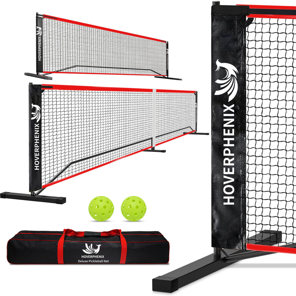 Hoverphenix Portable Pickleball Net, 22 FT Regulation Size & 11 FT Half Court Size Pickle Ball Net with 2 Pickleballs,Carry Bag, 2 in 1 pickleball net for driveway, Backyards,Outdoor,Indoor,Easy Setup