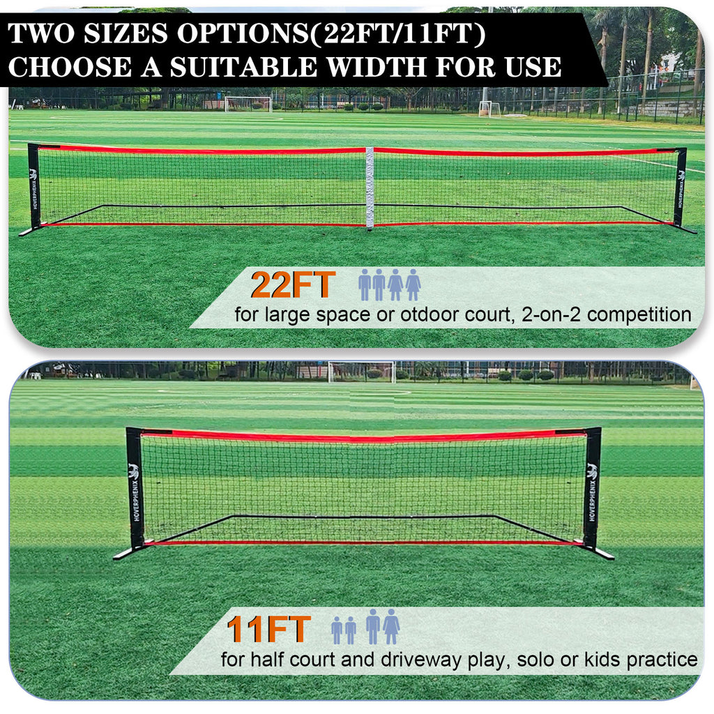 Hoverphenix Portable Pickleball Net, 22 FT Regulation Size & 11 FT Half Court Size Pickle Ball Net with 2 Pickleballs,Carry Bag, 2 in 1 pickleball net for driveway, Backyards,Outdoor,Indoor,Easy Setup