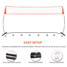 Load image into Gallery viewer, 12FT/18FT Portable Volleyball Training Net for Hitting or Serving Drills, Outdoor & Indoor Freestanding Volleyball Practice Net with Height Adjustable, Volleyball, Carry Bag