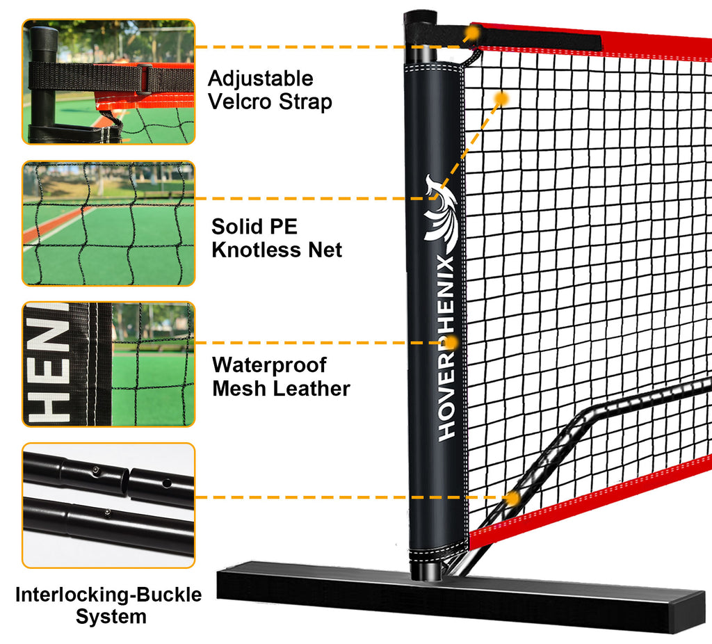 Hoverphenix Portable Pickleball Net, 22 FT Regulation Size & 11 FT Half Court Size Pickle Ball Net with 2 Pickleballs,Carry Bag, 2 in 1 pickleball net for driveway, Backyards,Outdoor,Indoor,Easy Setup