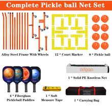 Load image into Gallery viewer, Zdgao Pickleball Net Set with 22 FT Regulation Size Pickleball Net, Paddles Set of 4, Outdoor Pickleballs and Carrying Bag, Steady Metal Frame for Driveway, Backyard, Home