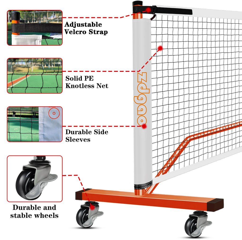 Zdgao Pickleball Net Set with 22 FT Regulation Size Pickleball Net, Paddles Set of 4, Outdoor Pickleballs and Carrying Bag, Steady Metal Frame for Driveway, Backyard, Home