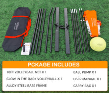 Load image into Gallery viewer, 12FT/18FT Portable Volleyball Training Net for Hitting or Serving Drills, Outdoor & Indoor Freestanding Volleyball Practice Net with Height Adjustable, Volleyball, Carry Bag