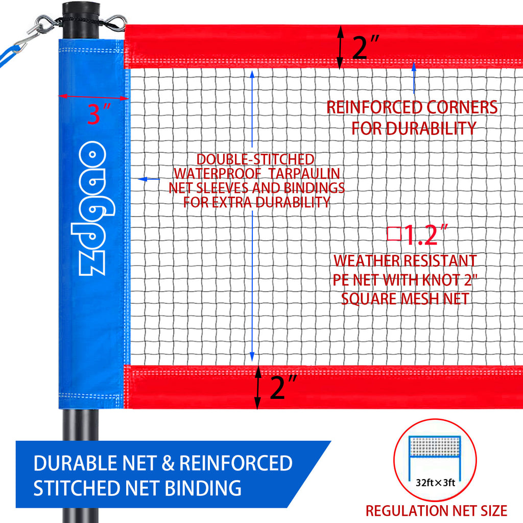 Zdgao Badminton & Volleyball Combo Set - Professional Volleyball Net for Lawn, Backyard, Easy Set up Volleyball Set with Carry Bag, Boundary Line | Come with Flying Discs for Family Fun