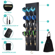 Load image into Gallery viewer, Darts Caddy Wall Mounted Darts Holder/Stand/with Metal Hook, Accessory Storage Bag, Displays 12 Set of Steel/Soft Tip Darts