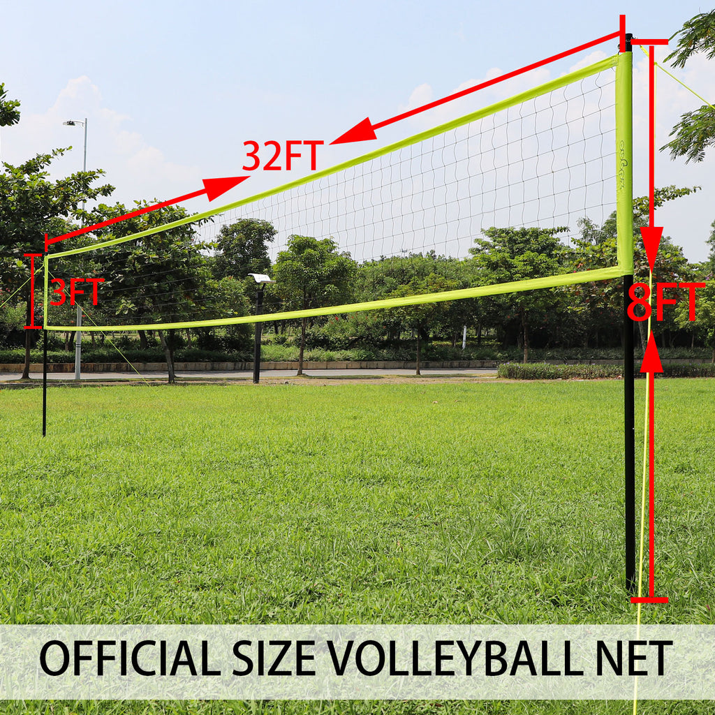 Volleyball Net Outdoor - Professional Volleyball Set with Height Adjustable Aluminum Poles and Anti-Sag System, Boundary Line, Volleyball and Pump