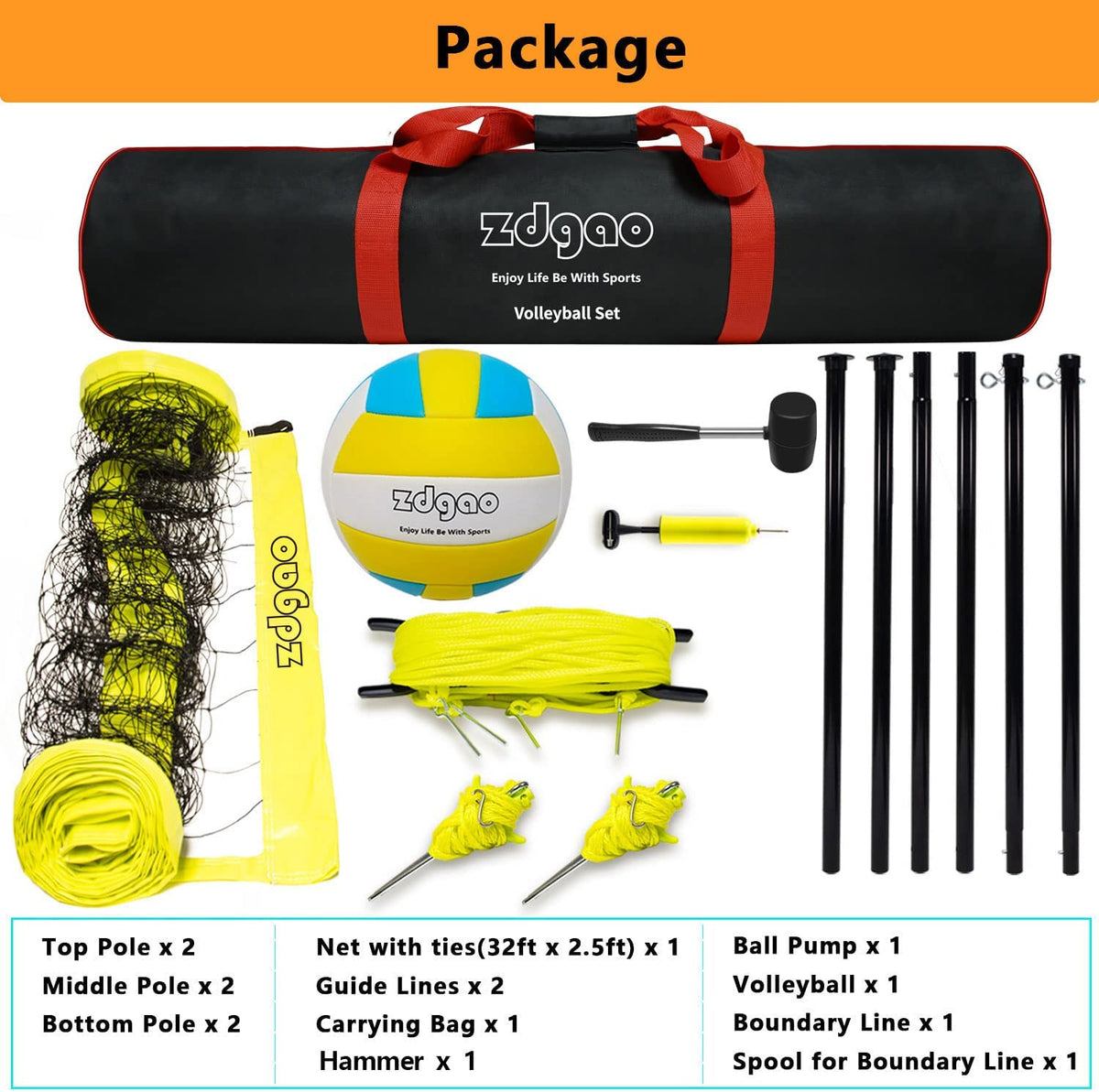 Outdoor Volleyball Net - Portable Volleyball Set for Backyards