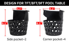 Load image into Gallery viewer, Billiard Pool Table Pockets Durable Plastic Web Replacement Pockets for Pool Table w/12 Screws (Set of 6)