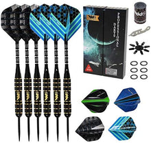 Load image into Gallery viewer, Professional Steel Tip Darts with Brass Barrel Darts+ Aluminum Shafts, Rubber O'Rings, and Extra Flights + Dart Sharpener + Innovative Case Tool+ Extra O'Rings