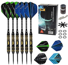 Load image into Gallery viewer, Professional Steel Tip Darts with Brass Barrel Darts+ Aluminum Shafts, Rubber O'Rings, and Extra Flights + Dart Sharpener + Innovative Case Tool+ Extra O'Rings