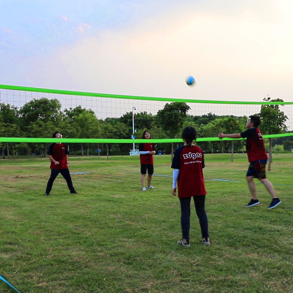 Volleyball Net Outdoor - Professional Volleyball Set with Height Adjustable Aluminum Poles and Anti-Sag System, Boundary Line, Volleyball and Pump