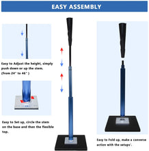 Load image into Gallery viewer, Zdgao Baseball Batting Tee - Professional Hitting Tee for Baseball/Softball with Ultra- Flexible Rubber Top - Easy Height Adjustment 24-46 inch (Heavy Weight Base)