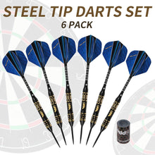 Load image into Gallery viewer, Professional Steel Tip Darts with Brass Barrel Darts+ Aluminum Shafts, Rubber O'Rings, and Extra Flights + Dart Sharpener + Innovative Case Tool+ Extra O'Rings