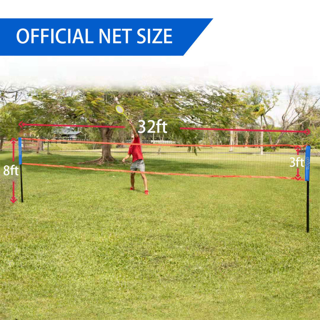 Zdgao Badminton & Volleyball Combo Set - Professional Volleyball Net for Lawn, Backyard, Easy Set up Volleyball Set with Carry Bag, Boundary Line | Come with Flying Discs for Family Fun