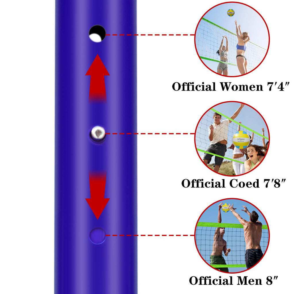 Volleyball Net Outdoor - Professional Volleyball Set with Height Adjustable Aluminum Poles and Anti-Sag System, Boundary Line, Volleyball and Pump