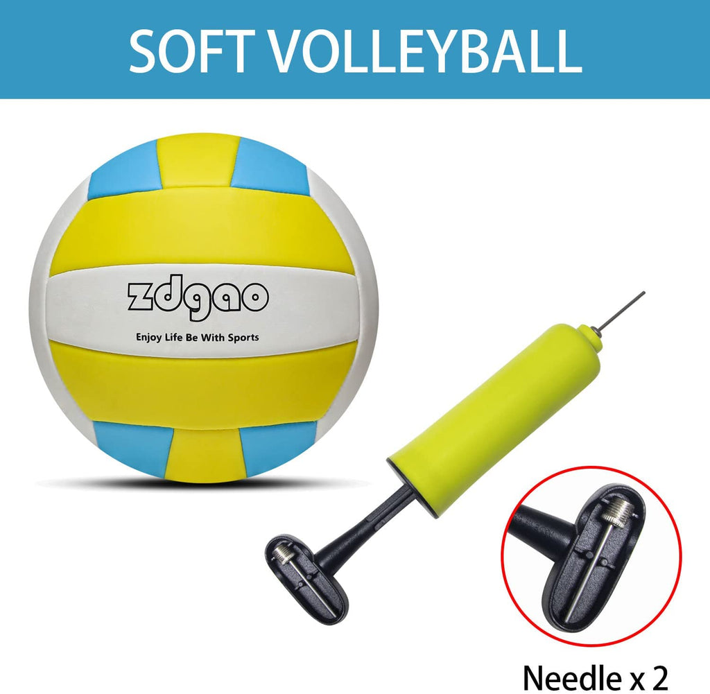 Outdoor Volleyball Net - Portable Volleyball Set for Backyards with Easy Setup Pole System, Boundary Line, Volleyball Ball and Pump, Carry Bag