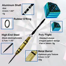 Load image into Gallery viewer, Darts Steel Tip - 22g Professional Metal Tip Darts Set of 6 w/Aluminum Shaft + 12pcs Dart Flights + 8pcs Flight Protectors + Dart Sharpener