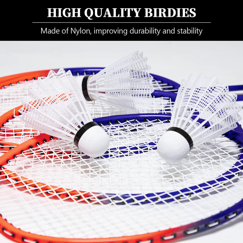 Badminton Set for Backyard with Net | Portable Outdoor Badminton Net with Winch System, 4 Badmitton Rackets, 3 Nylon Shuttlecocks, Boundary Line, and Durable Carrying Bag for Lawn, Beach