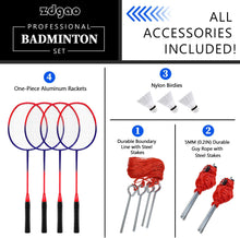 Load image into Gallery viewer, Badminton Set for Backyard with Net | Portable Outdoor Badminton Net with Winch System, 4 Badmitton Rackets, 3 Nylon Shuttlecocks, Boundary Line, and Durable Carrying Bag for Lawn, Beach
