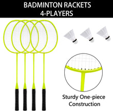 Load image into Gallery viewer, Volleyball and Badminton Set for Backyard and Outdoors with Easy Set-up Volleyball Net + 4 Pro Badminton Rackets + Carrying Bag + Volleyball + Ball Pump