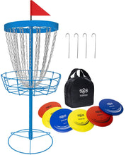 Load image into Gallery viewer, Disc Golf Basket with Discs | Heavy Duty 24-Chains Disc Golf Course Basket with 6pcs Disc Golf Discs and Carry Bag