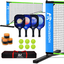 Load image into Gallery viewer, Pickleball Net for Driveway, Portable Pickleball Set with Net and Paddle Set of 4, Outdoor Pickleballs, Carry Bag, Weather Resistant Metal Frame