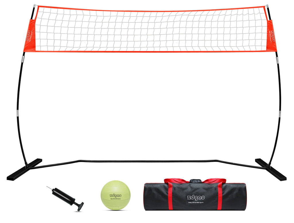 12FT/18FT Portable Volleyball Training Net for Hitting or Serving Drills, Outdoor & Indoor Freestanding Volleyball Practice Net with Height Adjustable, Volleyball, Carry Bag