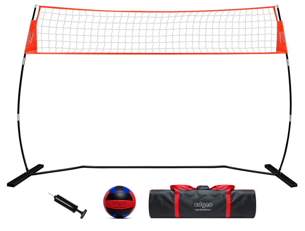 12FT/18FT Portable Volleyball Training Net for Hitting or Serving Drills, Outdoor & Indoor Freestanding Volleyball Practice Net with Height Adjustable, Volleyball, Carry Bag