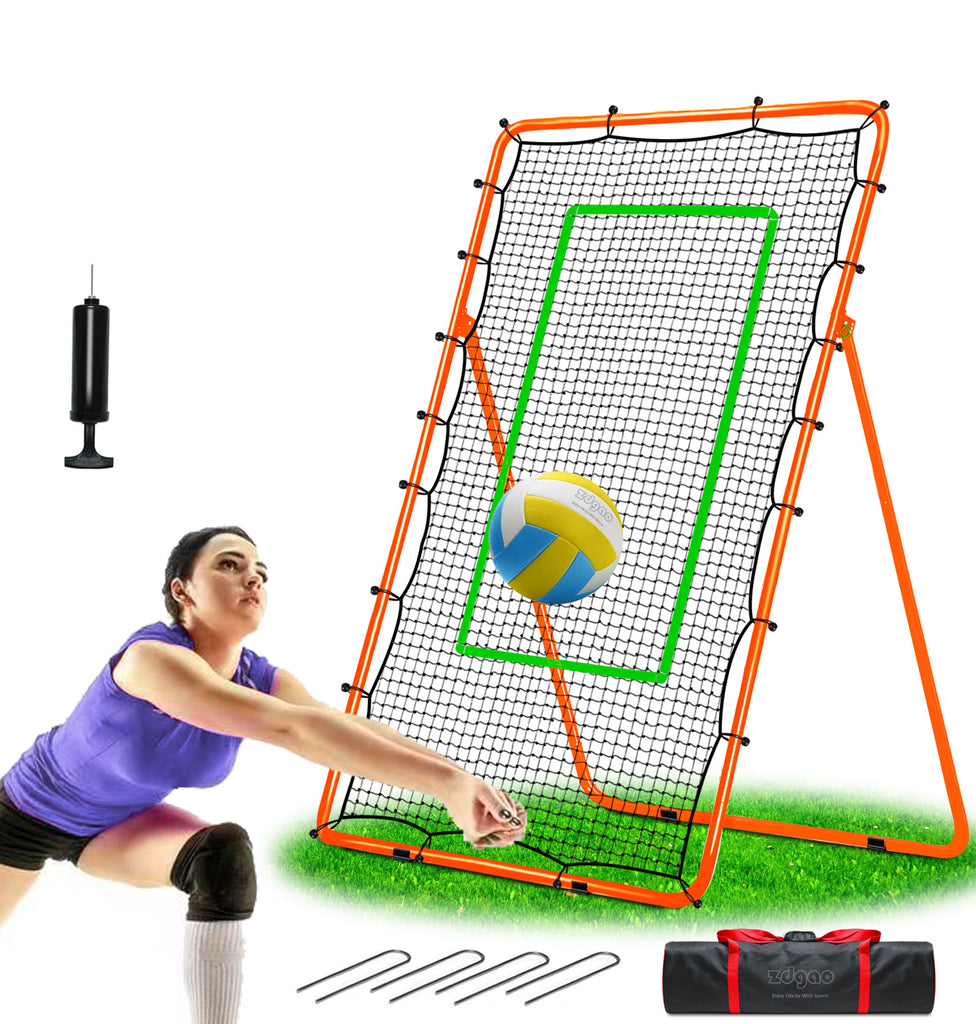 Zdgao Volleyball Rebounder Net 4x7ft -Adjustable Volleyball Training Bounce Net with 5 Adjustable Angles and Neon Target for Lacrosse,Volleyball,Baseball,Tennis and Soccer,for Multi Rebounder Training