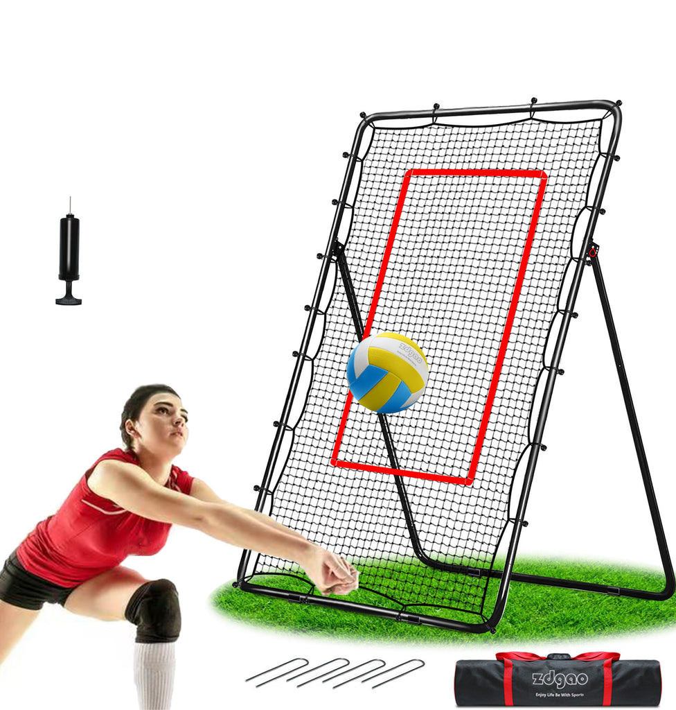 Zdgao Volleyball Rebounder Net 4x7ft -Adjustable Volleyball Training Bounce Net with 5 Adjustable Angles and Neon Target for Lacrosse,Volleyball,Baseball,Tennis and Soccer,for Multi Rebounder Training