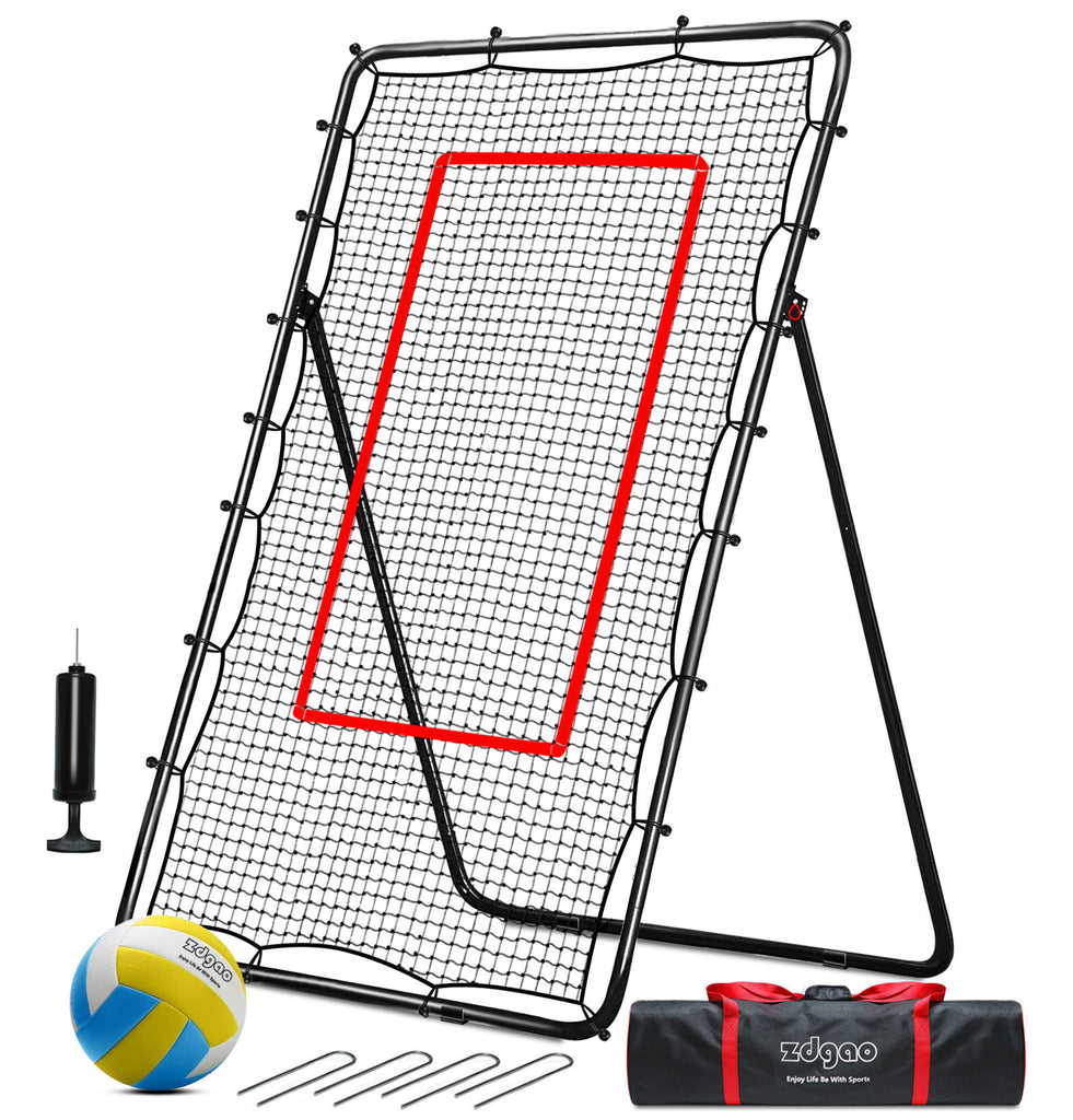 Zdgao Volleyball Rebounder Net 4x7ft -Adjustable Volleyball Training Bounce Net with 5 Adjustable Angles and Neon Target for Lacrosse,Volleyball,Baseball,Tennis and Soccer,for Multi Rebounder Training