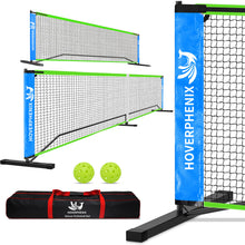 Load image into Gallery viewer,  Hoverphenix Portable Pickleball Net, 22 FT Regulation Size &amp; 11 FT Half Court Size Pickle Ball Net with 2 Pickleballs,Carry Bag, 2 in 1 pickleball net for driveway, Backyards,Outdoor,Indoor,Easy Setup