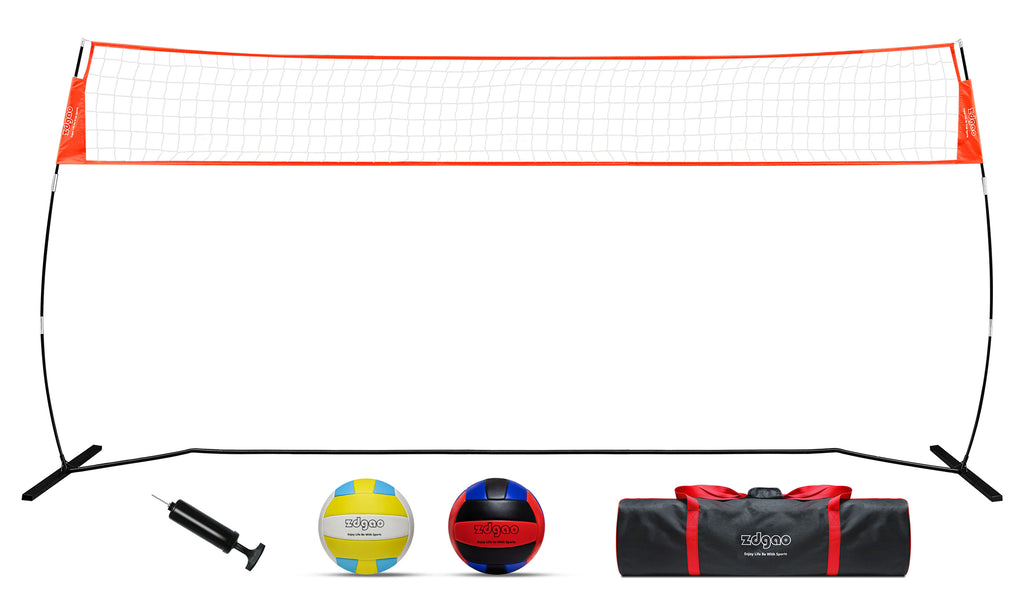 12FT/18FT Portable Volleyball Training Net for Hitting or Serving Drills, Outdoor & Indoor Freestanding Volleyball Practice Net with Height Adjustable, Volleyball, Carry Bag