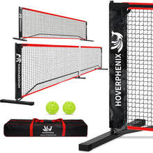 Load image into Gallery viewer,  Hoverphenix Portable Pickleball Net, 22 FT Regulation Size &amp; 11 FT Half Court Size Pickle Ball Net with 2 Pickleballs,Carry Bag, 2 in 1 pickleball net for driveway, Backyards,Outdoor,Indoor,Easy Setup