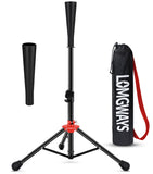 FDLS Baseball Batting tee for Adults and Youth Teens, Portable Tripod Stand Base Tee Easy Adjustable Height 26 to 39 inches for Hitting Training Practice, with Carrying Bag (Black and Rubber top)