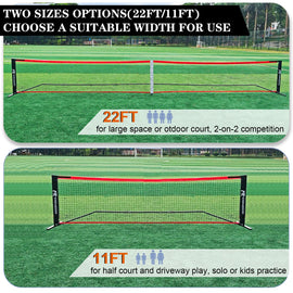  Hoverphenix Portable Pickleball Net, 22 FT Regulation Size & 11 FT Half Court Size Pickle Ball Net with 2 Pickleballs,Carry Bag, 2 in 1 pickleball net for driveway, Backyards,Outdoor,Indoor,Easy Setup