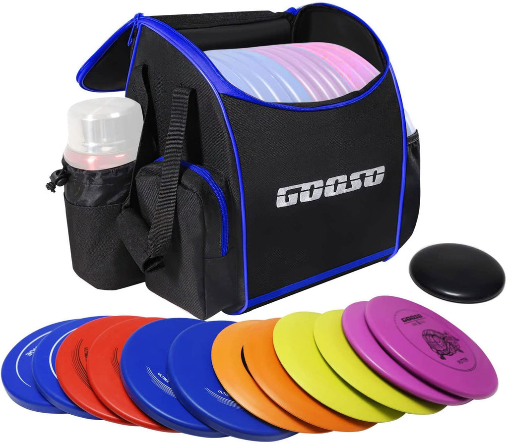 Disc Golf Set with Bag - 12 PCS Flying Disc Golf Discs for Beginner with Putter, Midrange, Driver | Portable Disc Golf Backpack Holds 28+ Discs Free Stand Bag Design for Convenient Use