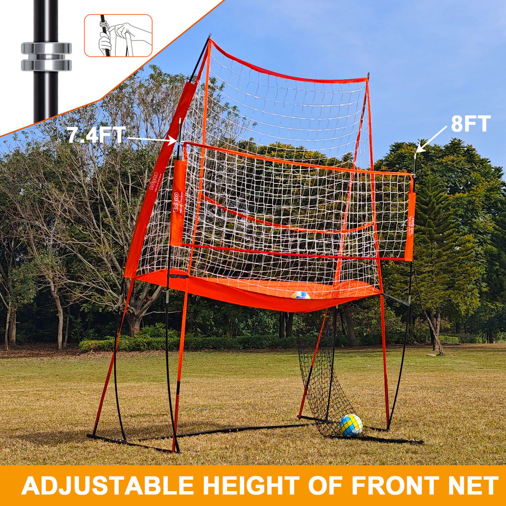 Zdgao Volleyball Training Net - Adjustable 11 x 8 FT Volleyball Practice Equipment For Indoor Outdoor | Great For Serving And Dunking Drills | Portable Wheeled Carry Bag And Volleyball & Easy Assembly