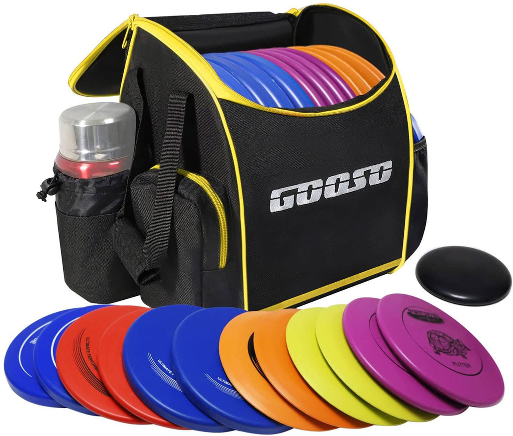 Disc Golf Set with Bag - 12 PCS Flying Disc Golf Discs for Beginner with Putter, Midrange, Driver | Portable Disc Golf Backpack Holds 28+ Discs Free Stand Bag Design for Convenient Use