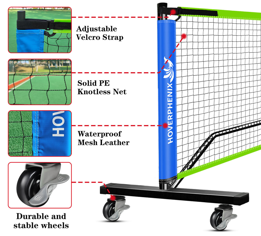 Pickleball Net Set with Regulation Size Pickleball Net, Pickleball Paddles Set of 4, 6 Outdoor Pickleballs and Carry Bag, Portable Pickle Ball Net System for Driveway, Home, Backyard