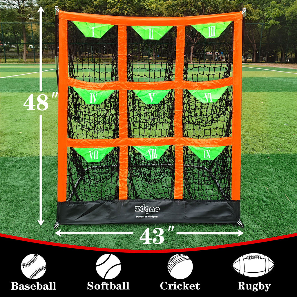 9 Hole Pitching Net for Baseball and Softball | Pitcher Training Net with Strike Zone Indoor Outdoor for Teens, Adults, Portable Pitching Training Equipment with Carry Bag