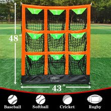 Load image into Gallery viewer, 9 Hole Pitching Net for Baseball and Softball | Pitcher Training Net with Strike Zone Indoor Outdoor for Teens, Adults, Portable Pitching Training Equipment with Carry Bag