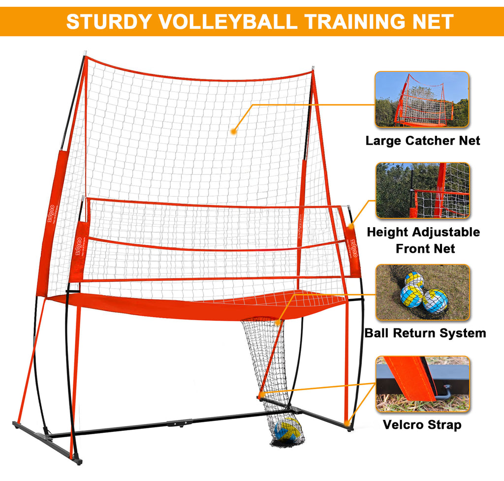 Zdgao Volleyball Training Net - Adjustable 11 x 8 FT Volleyball Practice Equipment For Indoor Outdoor | Great For Serving And Dunking Drills | Portable Wheeled Carry Bag And Volleyball & Easy Assembly