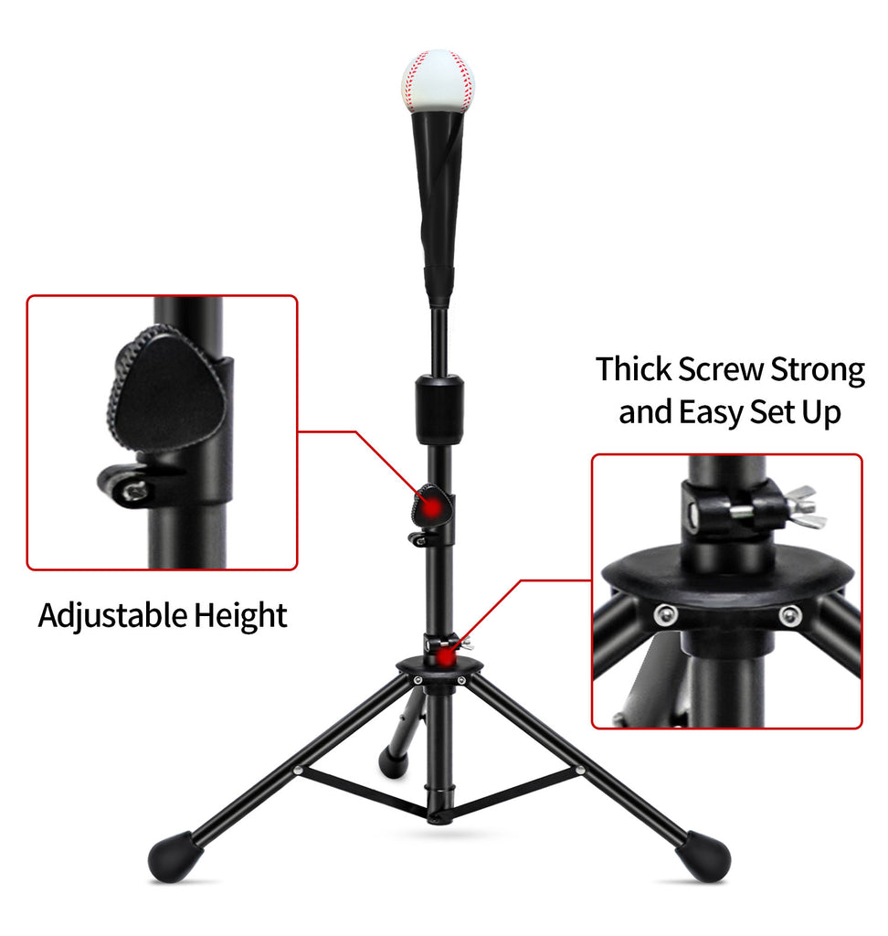 FDLS Baseball Batting tee for Adults and Youth Teens, Portable Tripod Stand Base Tee Easy Adjustable Height 27 to 46 inches for Hitting Training Practice, with Carrying Bag