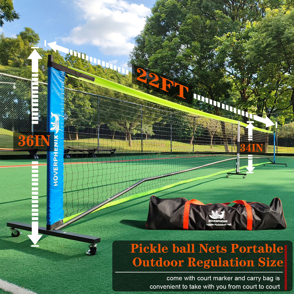 Pickleball Net for Driveway, Portable Pickleball Set with Net and Paddle Set of 4, Outdoor Pickleballs, Carry Bag, Weather Resistant Metal Frame