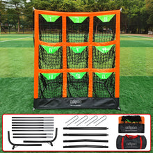 Load image into Gallery viewer, 9 Hole Pitching Net for Baseball and Softball | Pitcher Training Net with Strike Zone Indoor Outdoor for Teens, Adults, Portable Pitching Training Equipment with Carry Bag