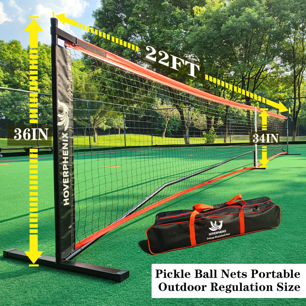 Pickleball Net for Driveway, 22 FT Regulation Size Pickleball Set with Net and Fiberglass Paddles Set of 4, Outdoor Pickleballs and Carry Bag