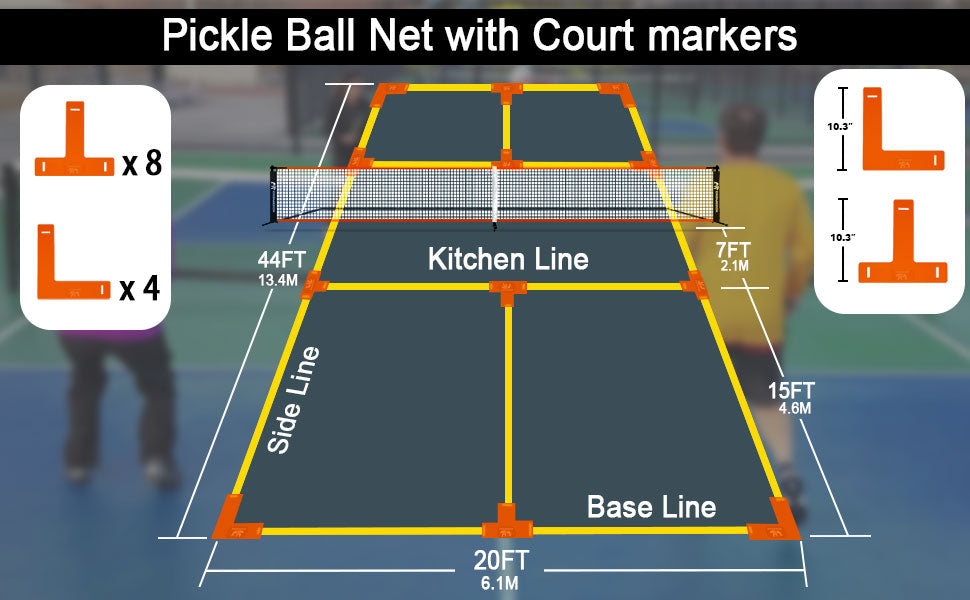 Pickleball Net for Driveway, 22 FT Regulation Size Pickleball Set with Net and Fiberglass Paddles Set of 4, Outdoor Pickleballs and Carry Bag